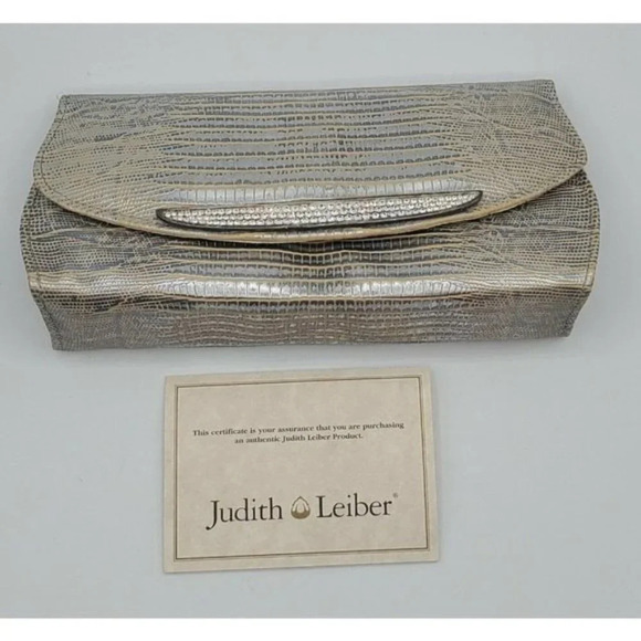 Vintage Judith Leiber Metallic Lizard Crystal Grannycore Eyeglass Case - Picture 4 of 8